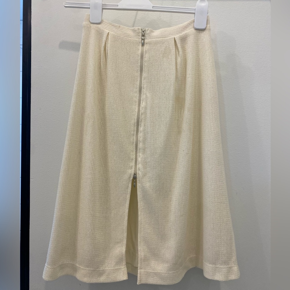 Oneself Off White Knit Linen A-Line Skirt